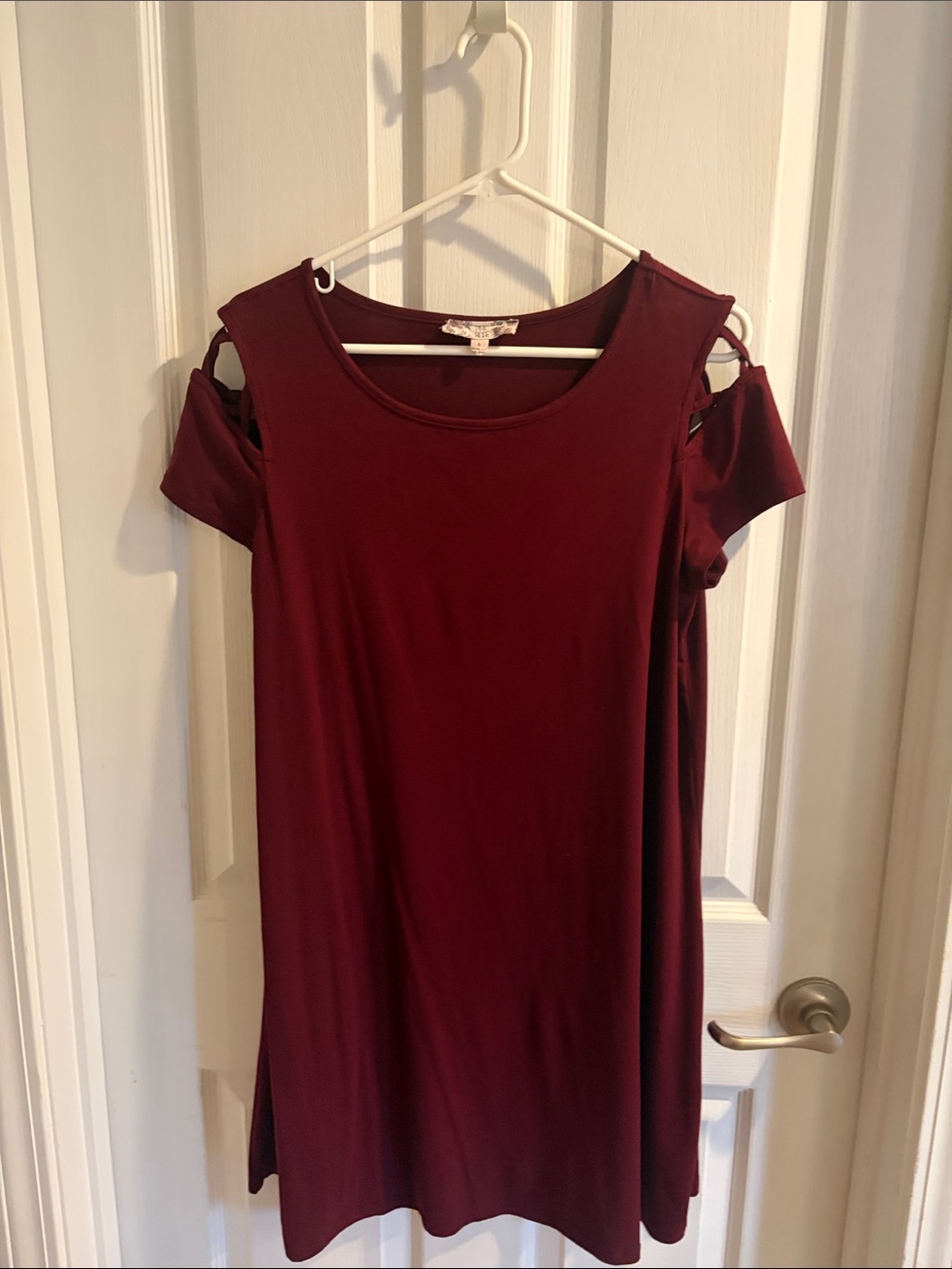 Rose Burgundy Dress with cute sleeve detailing!